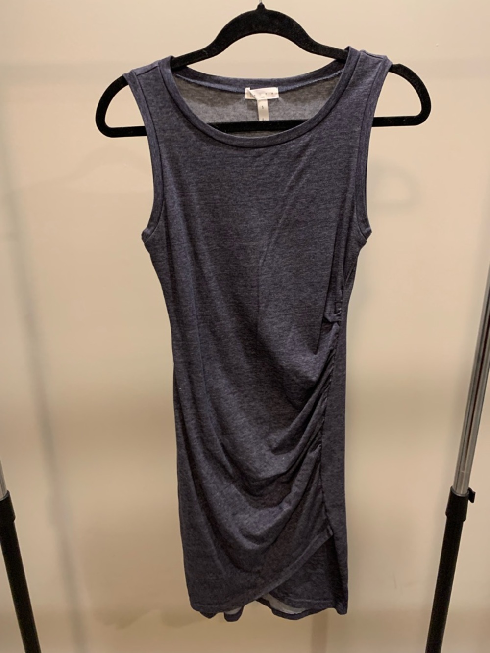 Leith Heather Navy Short Sleeve Crewneck Dress